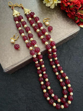 Semi Precious Ruby Layered Watermelon Shape Beaded Jewelry Set | Gemstone Beads Jewelry